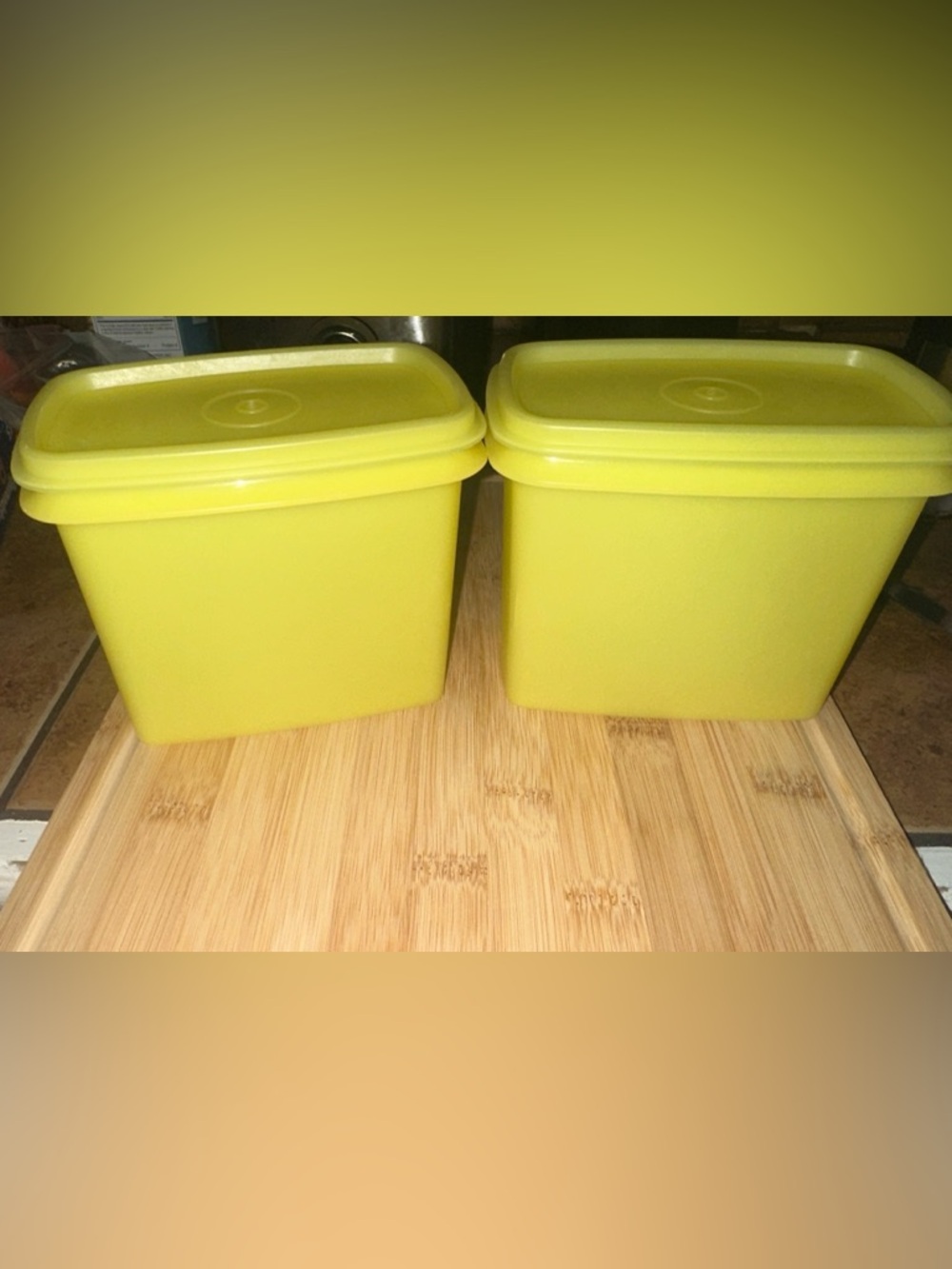 Last Chance 2 vintage Tupperware 1243 yellow shelf saver storage containers